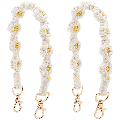 Polyester Woven Flower Wrist Strap Lanyard HJEW-WH20010-03G-01-1