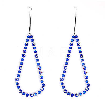 Evil Eye Lampwork Beaded Mobile Phone Straps HJEW-GO00001-1