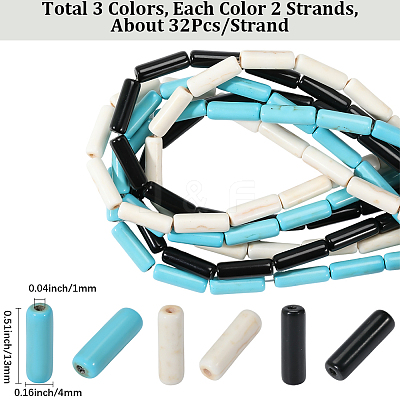 6 Strands 3 Colors Synthetic Turquoise Beads Strands TURQ-PA0001-03B-1