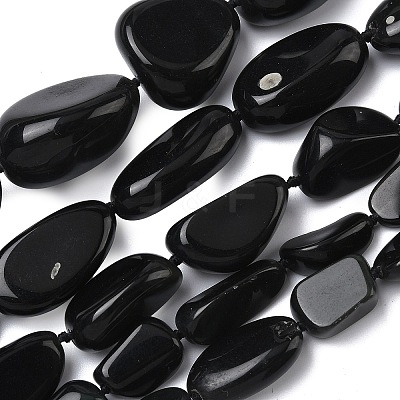 Natural Black Stone Beads Strands G-L650-D01-01-1