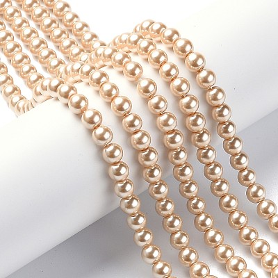 Eco-Friendly Dyed Glass Pearl Round Beads Strands HY-A002-6mm-RB061-1