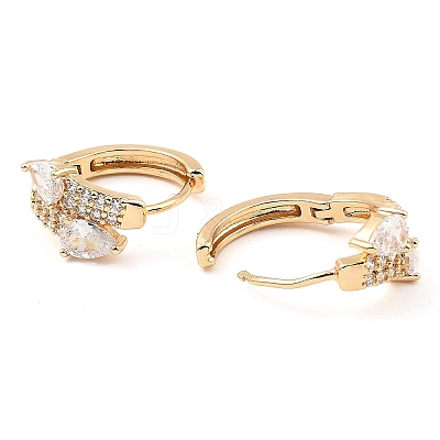 Brass Micro Pave Cubic Zirconia Hoop Earrings EJEW-D078-07KCG-1