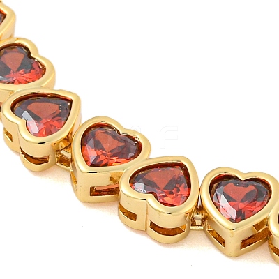 Rack Plating Brass Pave Cubic Zirconia Heart Link Bracelets BJEW-Q347-05G-04-1