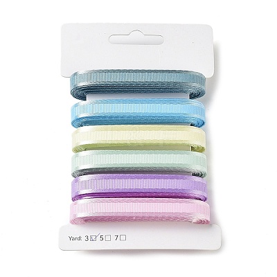 18 Yards 6 Colors Polyester Stripe Ribbon SRIB-C001-B09-1