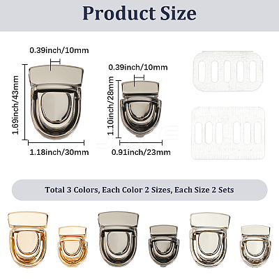 12Pcs 3 Colors Iron Bag Tuck Clasps PURS-BBC0001-03-1