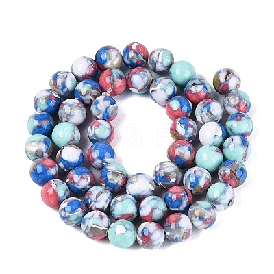 Assembled Synthetic Turquoise and Trochus Shell Beads Strands G-N369-02A-02-1