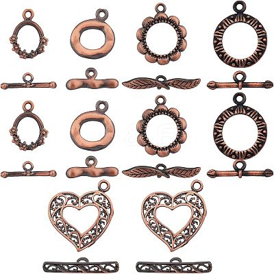 10 Sets 5 Styles Brass Toggle Clasps KK-FH0004-14-1