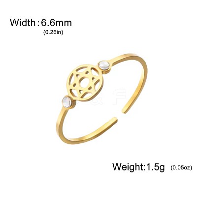 304 Stainless Steel Rhinestone Cuff Open Rings WGC7962-04-1