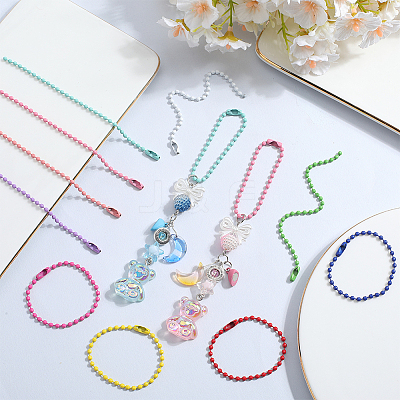 150Pcs 10 Colors Spray Painted Iron Ball Chains CH-SP0001-02-1