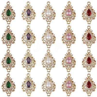 3Pcs Brass Micro Pave Cubic Zirconia Links Connectors KK-YW0003-49LG-03-1
