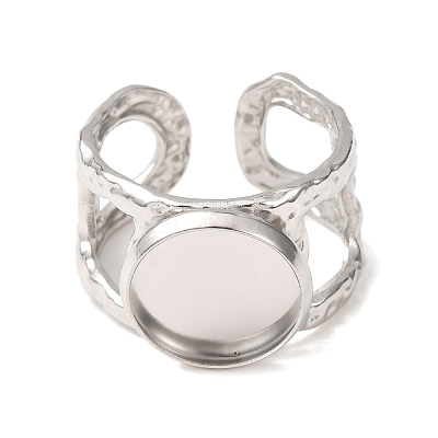 Hammered 304 Stainless Steel Cuff Ring Components SA-CBAC0DF-02C-P-1