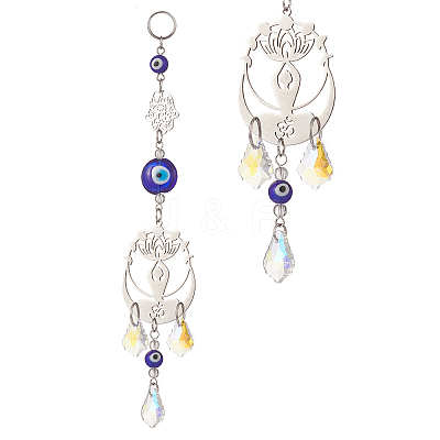 Evil Eye Lampwork Window Hanging Suncatchers HJEW-JM00936-1