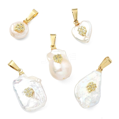 Natural Baroque Keshi Pearl Pendants PALLOY-JF05824-1