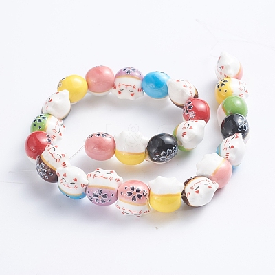 Handmade Printed Porcelain Beads PORC-G004-B01-1