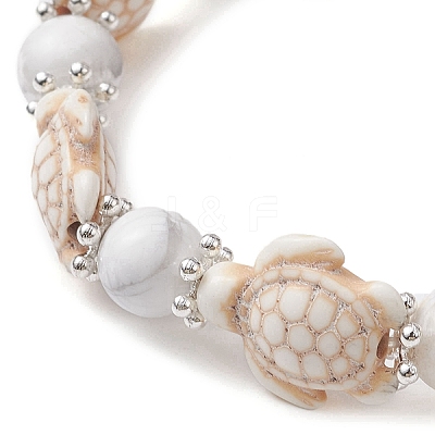 Synthetic Turquoise Tortoise Beaded Stretch Bracelets BJEW-TA00455-02-1
