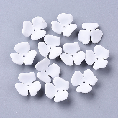 3-Petal Spray Painted Acrylic Bead Caps MACR-N007-01G-1