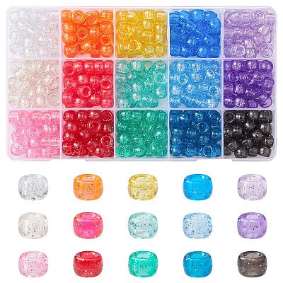 450Pcs 15Colors Transparent Plastic Beads KY-YW0001-49-1