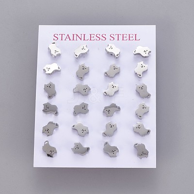 Tarnish Resistant 304 Stainless Steel Kitten Stud Earrings EJEW-F227-10P-1