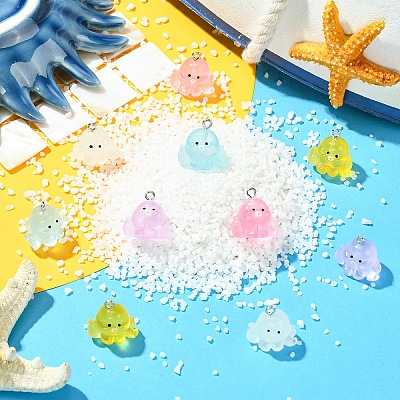 10Pcs 5 Colors Resin Pendants RESI-YW0004-82-1