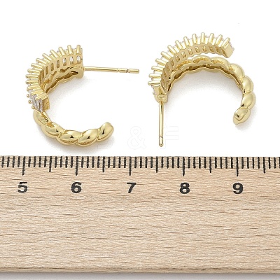 Twist Brass Micro Pave Cubic Zirconia Stud Earrings EJEW-M082-16G-02-1