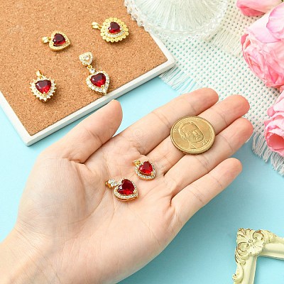 6Pcs 6 Styles Brass Pave Cubic Zirconia Pendants KK-CJ0003-85-1