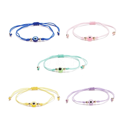 Resin Evil Eye Braided Bead Bracelet BJEW-JB08491-1