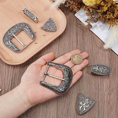 2Pcs 2 Styles Belt Alloy Buckle Sets FIND-GF0008-77-1