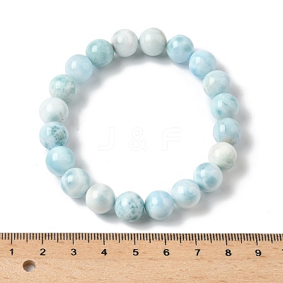 Round Natural Hemimorphite Beaded Stretch Bracelets for Men Women BJEW-B136-01C-1