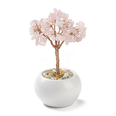 Natural Rose Quartz Chips Tree Decorations DJEW-M012-01D-1