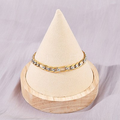 304 Stainless Steel Figaro Chain Bracelets for Women BJEW-G757-15GP-1