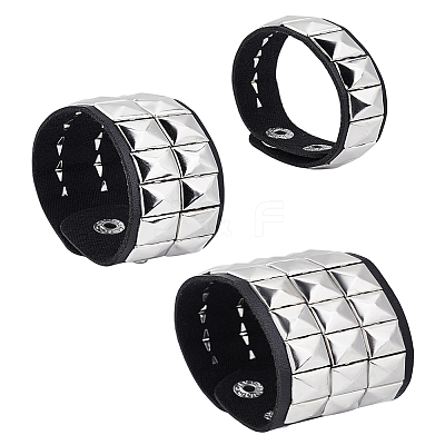 3Pcs 3 Styles PU Wrap Cord Bracelets Set BJEW-LP0001-06-1