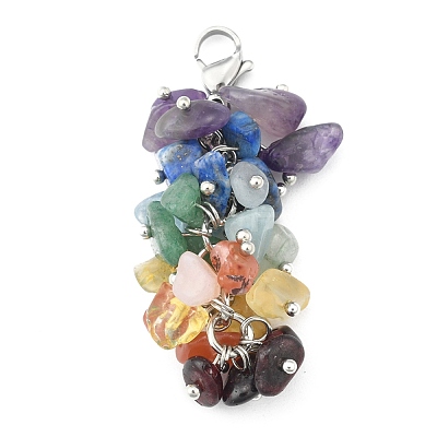 Natural Chip Gemstone Pendant Decorations HJEW-JM00213-1