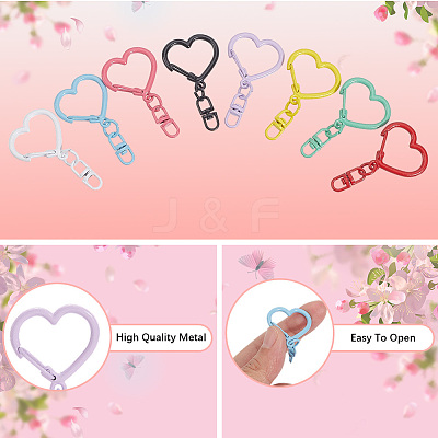 48Pcs 8 Colors Spray Painted Zinc Alloy Spring Gate Rings FIND-SP0004-03-1
