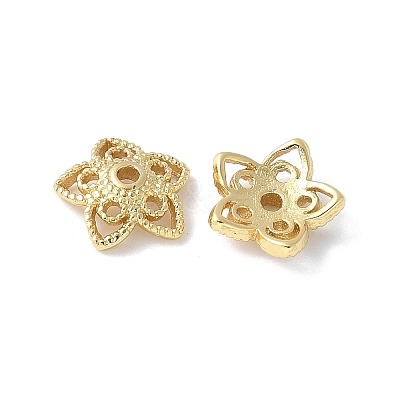 Flower Brass Bead Caps KK-F892-34G-14-1