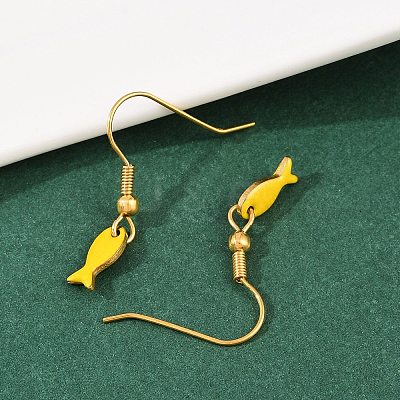 Ocean Series 304 Stainless Steel Enamel Dangle Earrings LS-EJEW-K017-01E-G-1
