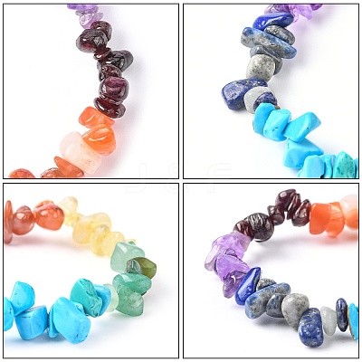 Chakra Gemstone Stretch Bracelets X-BJEW-JB02288-02-1