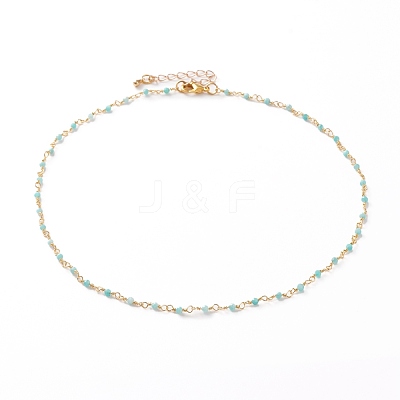 Faceted Round Natural Amazonite Beaded Necklaces NJEW-JN03215-03-1
