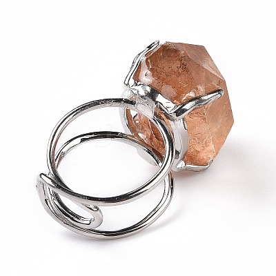 Natural Rose Quartz Nuggets Cuff Ring LS-RJEW-G271-01P-01-1