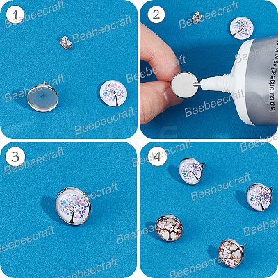 50Pcs 316 Surgical Stainless Steel Stud Earring Settings STAS-BBC0005-58C-1