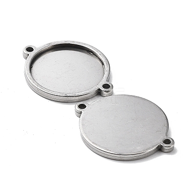 Non-Tarnish 201 Stainless Steel Cabochon Connector Settings STAS-E197-01P-1