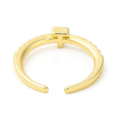 Clear Cubic Zirconia Initial Letter Open Cuff Ring RJEW-H120-09G-T-1