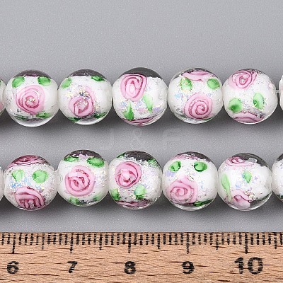 Handmade Foil Glass Beads Strands FOIL-N033-04F-1
