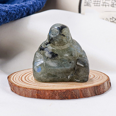 Natural Labradorite Carved Healing Buddha Figurines WG68189-04-1