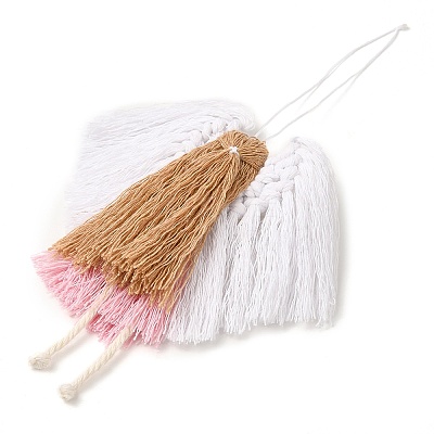 Angel Handmade Woven Macrame Cotton Thread Pendant Decorations HJEW-JM02454-01-1