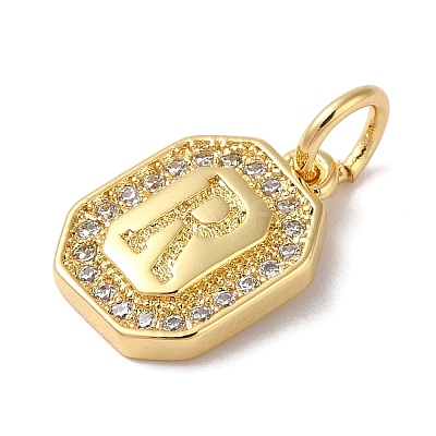 Real 18K Gold Plated Brass Micro Pave Clear Cubic Zirconia Pendants KK-L216-002G-R-1