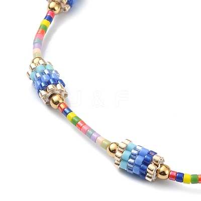 Glass Seed Column Link Bracelet BJEW-MZ00030-01-1