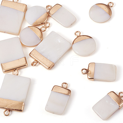 Electroplate Natural Freshwater Shell Pendants SHEL-TA0001-05-1