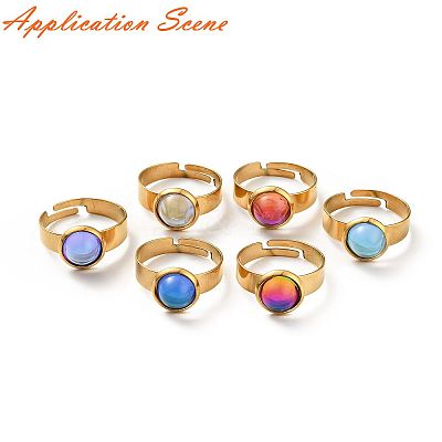 Ion Plating(IP) Adjustable 304 Stainless Steel Finger Rings Components X-STAS-P291-01D-G-1