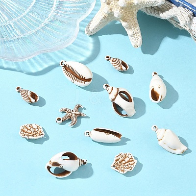 40Pcs 8 Styles Spray Painted Opaque Acrylic Pendants ACRP-YW0001-21-1