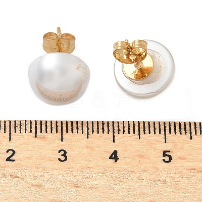 304 Stainless Steel Plastic Imitation Pearl Stud Earrings EJEW-R030-01G-02-1